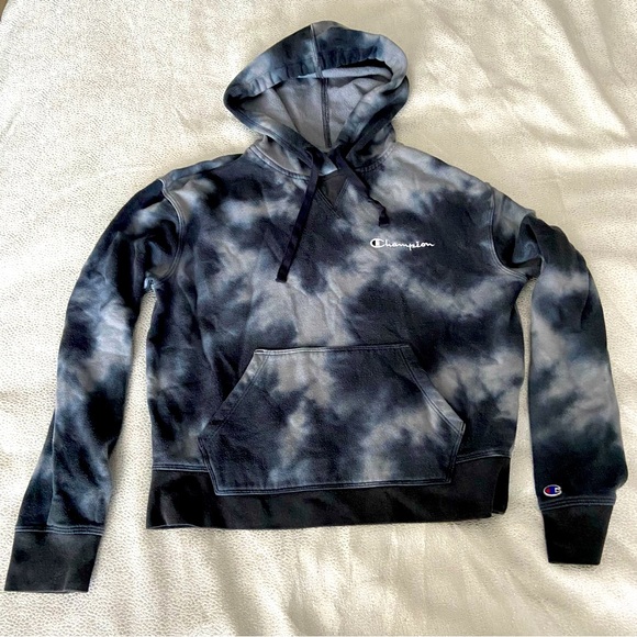 Champion Tie-Dye Navy Blue & White Women’s Hoodie Sweatshirt - Picture 1 of 5